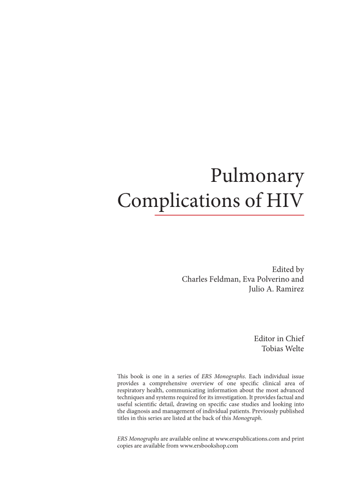 Pulmonary Complications of HIV page front matter1