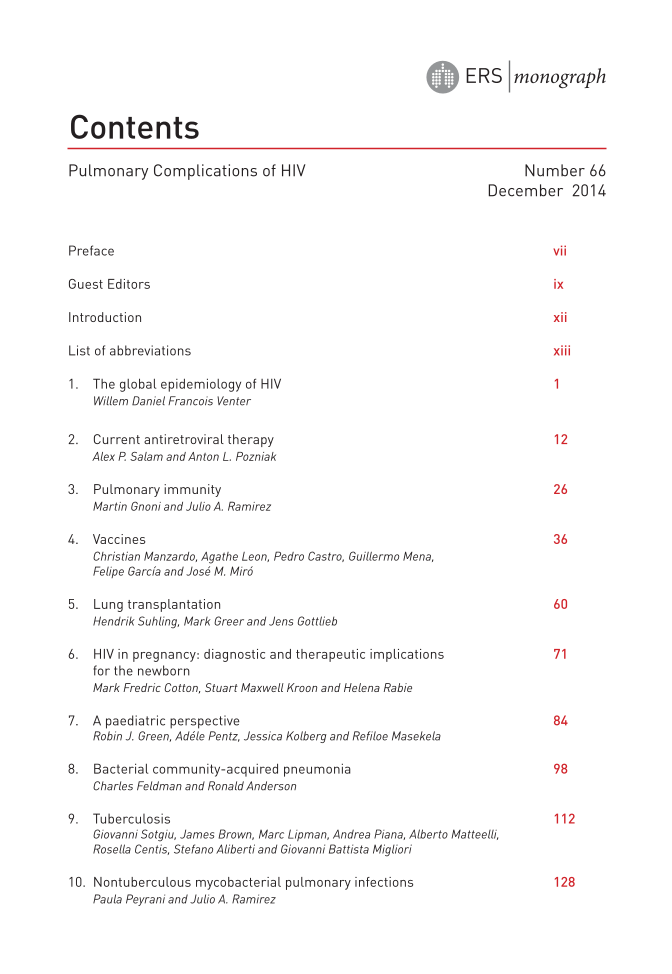 Pulmonary Complications of HIV page front matter3