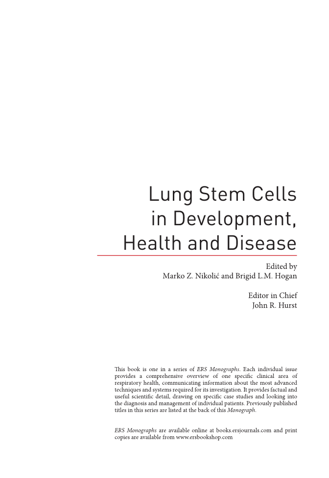 Lung Stem Cells in Development, Health and Disease page 2