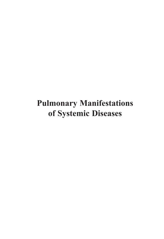Pulmonary Manifestations of Systemic Diseases (out of print) page i