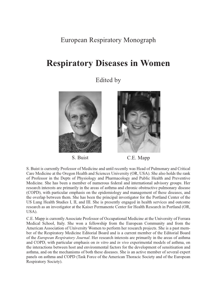 Respiratory Diseases in Women page Front Matter1
