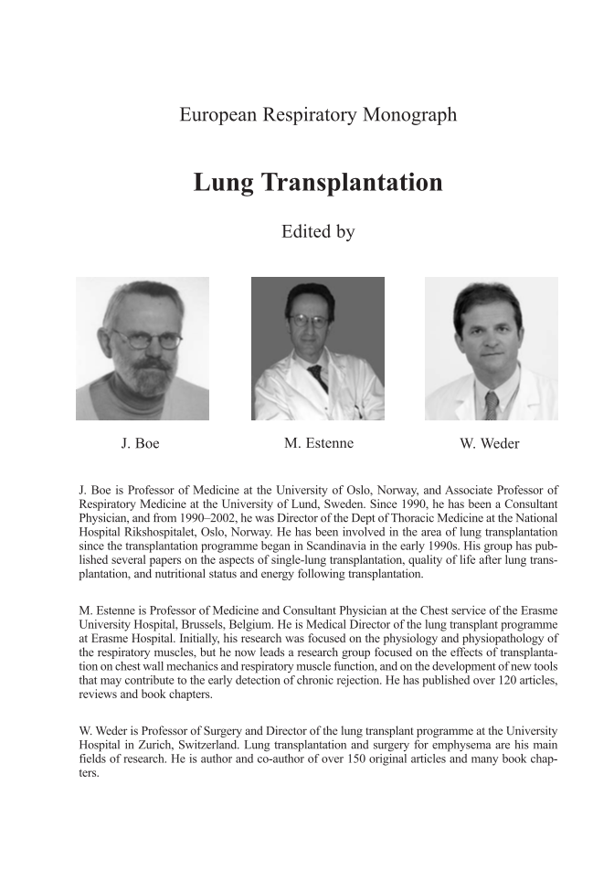 Lung Transplantation (out of print) page front matter1
