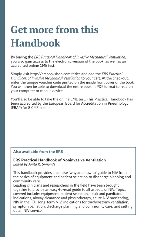 ERS practical Handbook of Invasive Mechanical Ventilation page xvii