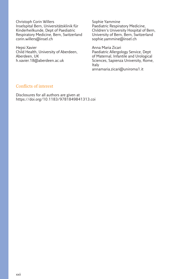 ERS Handbook of Paediatric Respiratory Medicine page xxii