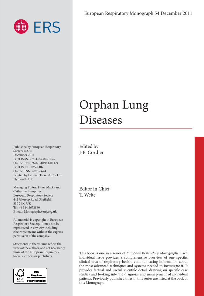Orphan Lung Diseases (out of print) page i